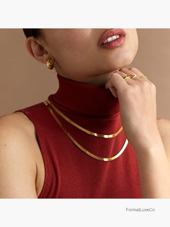Diamond Cut Herringbone Necklace in 14ct Gold or Sterling  Italian Diamond Cut Herringbone Chain Necklace 16in Sterling Silver 22K Gold